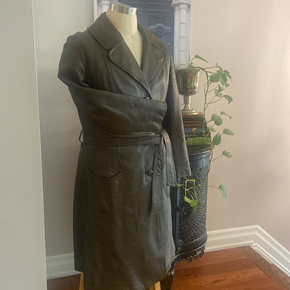 ✨TROJAN Vintage✨ Brown Taupe Belted Trench Coat Jacket Size [M] - Picture 3 of 14